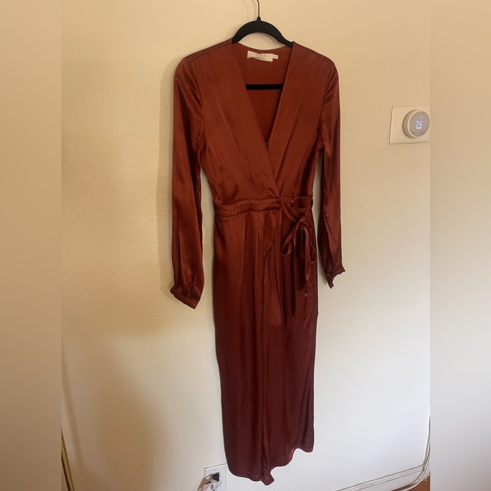 Beautiful rust colored silk pant jumpsuit - Picture 2 of 7